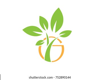 Creative,abstract Letter G Logo With A Minimal Tree Inside It 