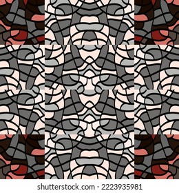 Creativef linear mosaic seamless pattern. Abstract line endless wallpaper. Vintage geometric tile ornament. Design for fabric, textile print, wrapping paper, cover. Vector illustration