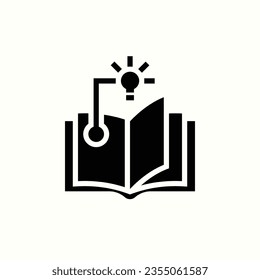 creative,idea, lamp, book, black icon, isolated icon in light background, perfect for website, blog, logo, graphic design, social media, UI, mobile app