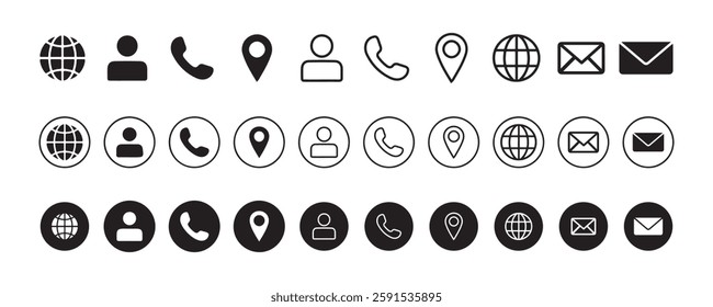 Creatively contact icon. Phone icon set. Web vector. Contact information icons illustration