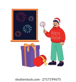 Creatively crafted amazing flat illustration of new year celebration