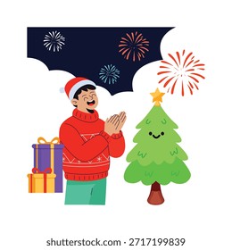 Creatively crafted amazing flat illustration of new year celebration