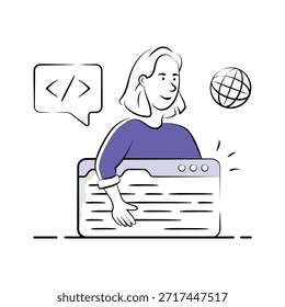 Creativamente diseñado increíble ilustración del desarrollo del Sitio web, listo para usar Vector