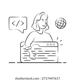 Creativamente diseñado increíble ilustración del desarrollo del Sitio web, listo para usar Vector