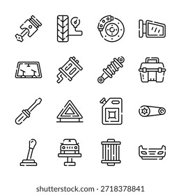 Creativamente diseñado increíble icono de estilo de línea de servicio de coche en estilo moderno