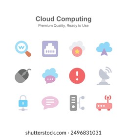 Creatively crafted cloud computing icons in modern style