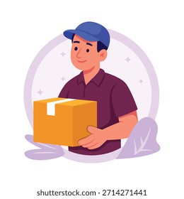Creatively crafted flat illustration of courier service in trendy style