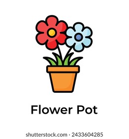 Creatively crafted flowers pot in trendy style, unique style vector