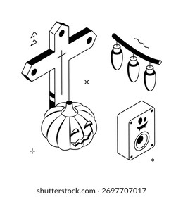 Kreativ gestaltete Halloween Party isometrische Illustration, bereit für Premium-Nutzung