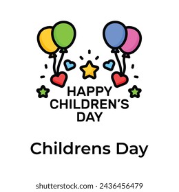 Creatively crafted happy Children day icon in trendy style