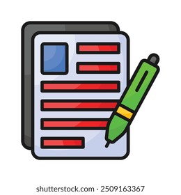 Creatively crafted icon of pages typically used for writing, printing, or documentation purposes