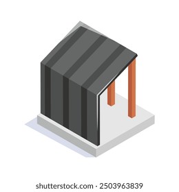 Creatively crafted isometric icon of temporary shelter, house construction vector design