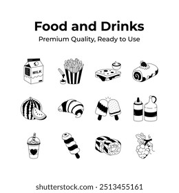 Creatively crafted pack of food and drinks in modern design style