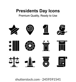 Creatively crafted presidents day icons set, customizable vectors
