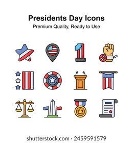 Creatively crafted presidents day icons set, customizable vectors