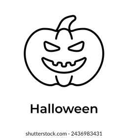 Kreativ gefertigte einzigartige Ikone des gruseligen Kürbis im editierbaren Stil, Halloween-Konzept