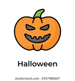 Creatively crafted unique icon of scary pumpkin in editable style, halloween concept