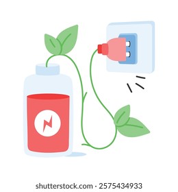 Creatively design hand drawn icon of eco battery in modern style