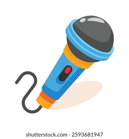 Creatively designed 3d icon showing wired singing mic