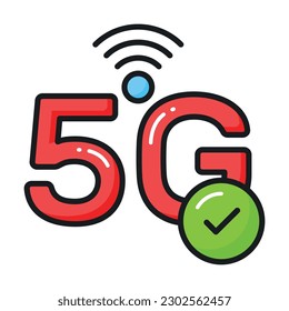 Creatively designed 5G network signals location icon in trendy style, 5G technology vector