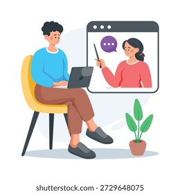 Creatively designed amazing flat illustration of online learning