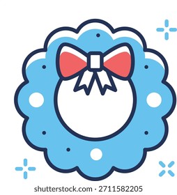 Diseñado creativamente increíble icono de contorno plano de la corona de Navidad
