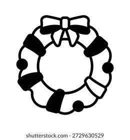 Creatively designed amazing glyph icon of christmas wreath