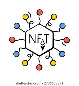 Creatively designed amazing hand drawn icon of nft token, ready to use