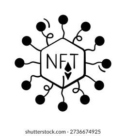 Creatively designed amazing hand drawn icon of nft token, ready to use