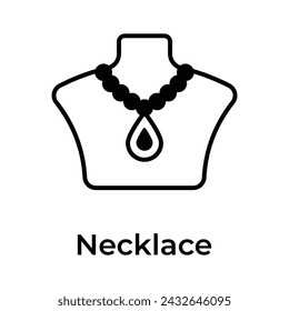 Creatively designed amazing icon of gold necklace in editable style