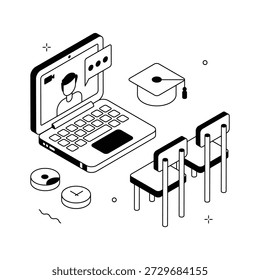 Creatively designed amazing illustration of online learning in isometric style