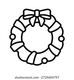 Creatively designed amazing line icon of christmas wreath