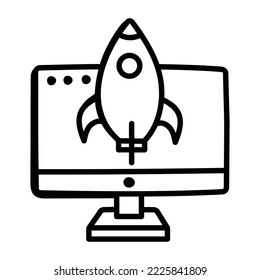 Kreativ gestaltetes doodle Symbol auf dem Online-Planeten