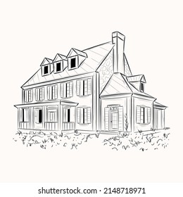 Creatively designed doodle illustration of big cottage 

