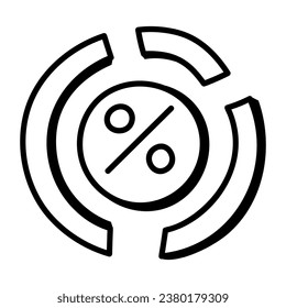 Creatively designed doodle style icon of percentage chart