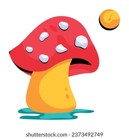Creatively designed flat icon of agaric mushroom