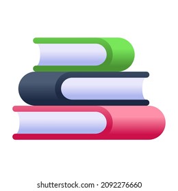 Creatively designed flat icon of books stack 