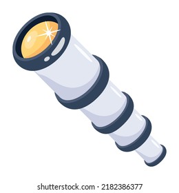 Creatively designed flat icon of spyglass