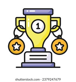 Creatively designed flat icon of trophy in editable style, achievement trophy vector design