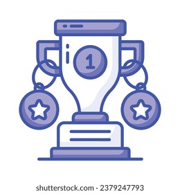Creatively designed flat icon of trophy in editable style, achievement trophy vector design