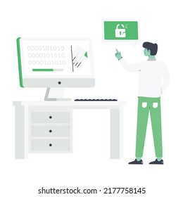 Creatively designed flat illustration of data leakage 