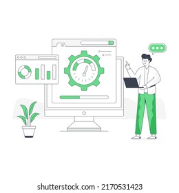 Creatively designed flat illustration of SEO analysis

