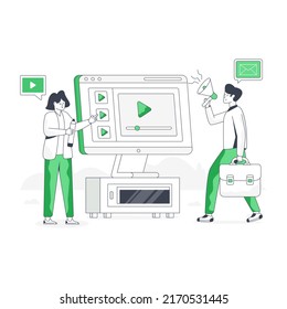 Creatively designed flat illustration of SEO analysis

