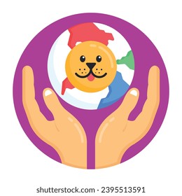 Creatively designed flat rounded icon of dog care 