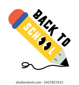 Creatively designed flat sticker of back to school typography 
