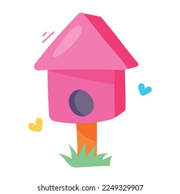 Creatively designed flat sticker of birdhouse 