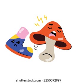Creatively designed flat sticker of toadstool