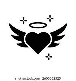 Creatively designed glyph icon of angel love wings