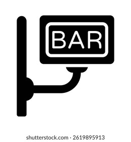 Creatively designed glyph icon showing bar sign