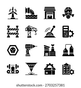 Creatively designed glyph pack of industrial services, ready for premium use